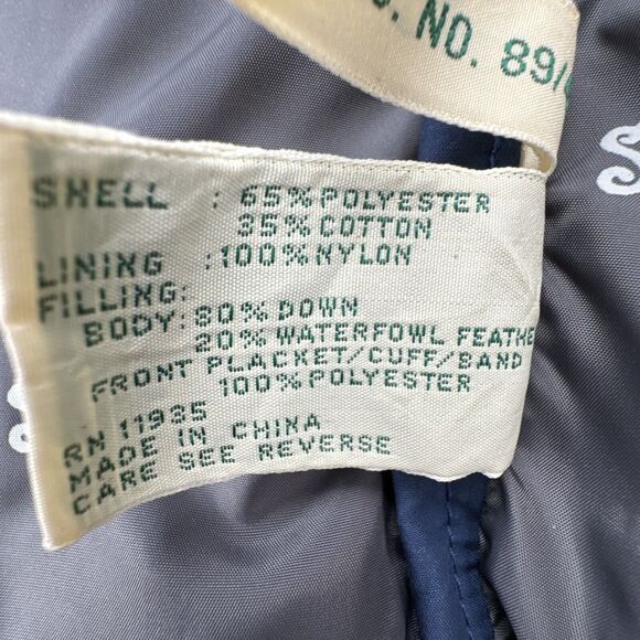 VTG St Johns Bay Mens Down Puffer Vest Size Large Blue Quilted Down Insulated - Picture 13 of 16